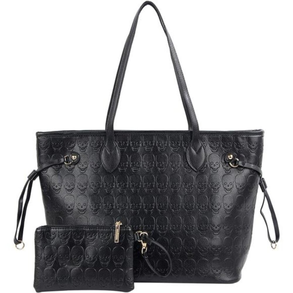 Women Devil Skull Purse Handbags Pu Leather Top-Handle Satchel Shopping Bag